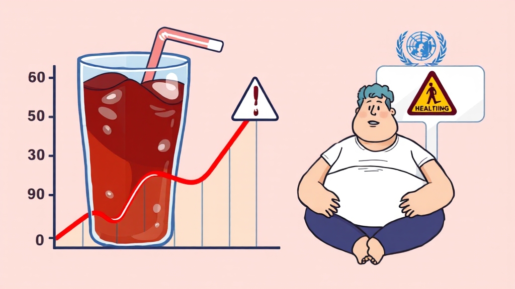 설탕 섭취와 건강 (cartoon 스타일)