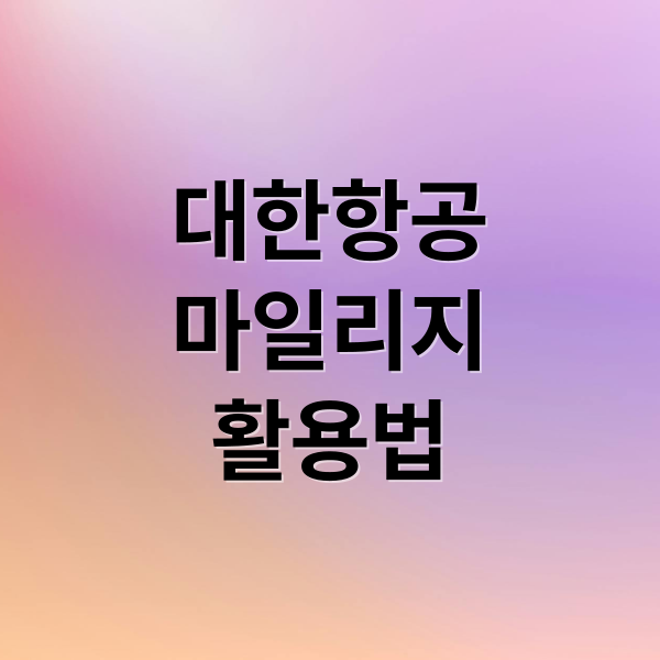 대한항공
마일리지
활용법 (대한항공 마일리지 스카이패스 사용법)