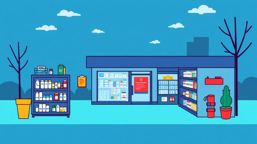 편의점 비상 상비약 활용 및 약국 운영 정보 (cartoon 스타일)