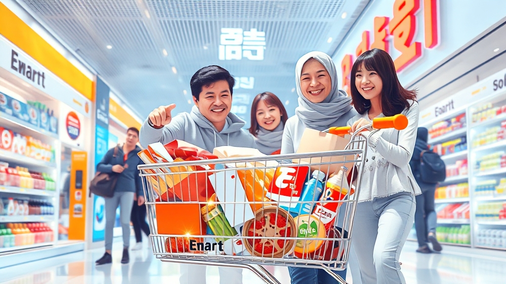 신세계 & 이마트 할인: 쇼핑 혜택 총정리 (illustration 스타일)