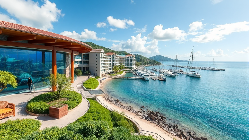 미야코지마의 매력과 호텔에서의 특별한 경험 (realistic 스타일)