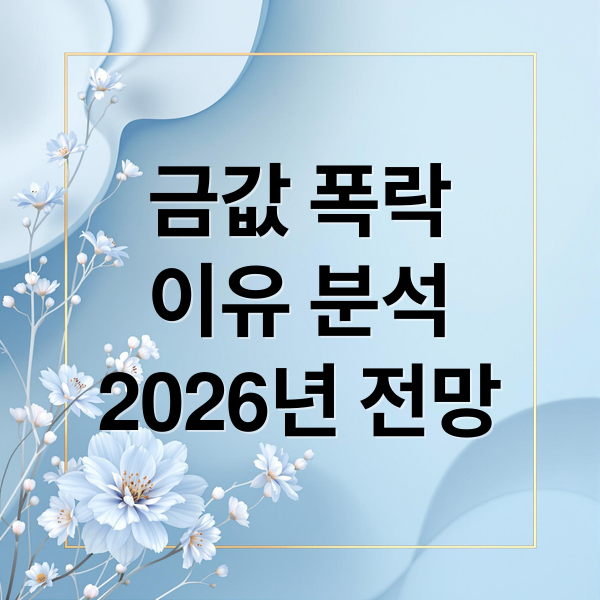 금값 폭락
이유 분석
2026년 전망 (국제 금 시세)