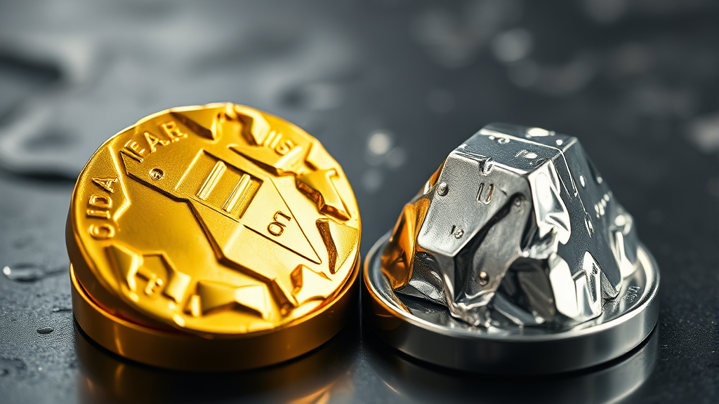 금 vs 백금, 어떤 귀금속이 더 가치 있을까? (realistic 스타일)