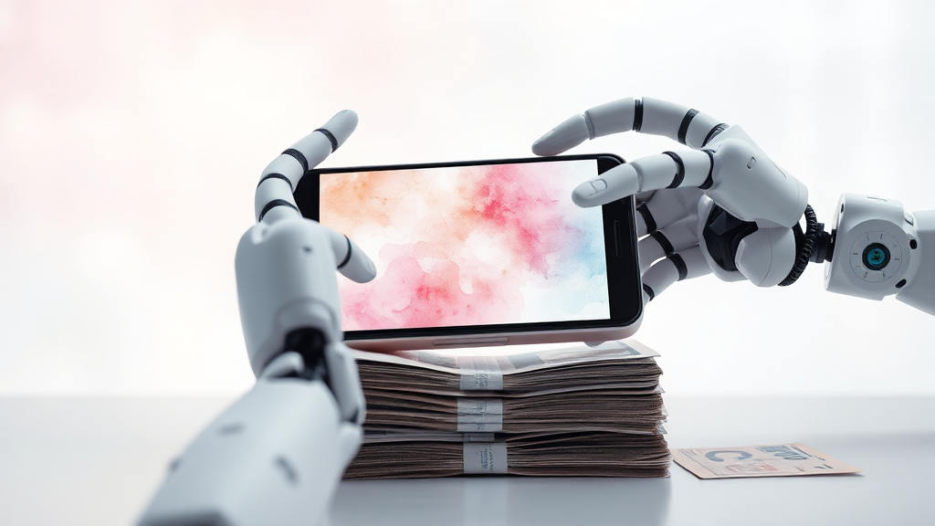 AI 자동화 부업 시스템 구축 (watercolor 스타일)