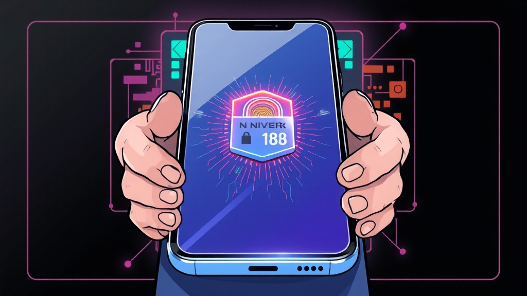 모바일 신분증 보안 & 개인 정보 보호 (cartoon 스타일)