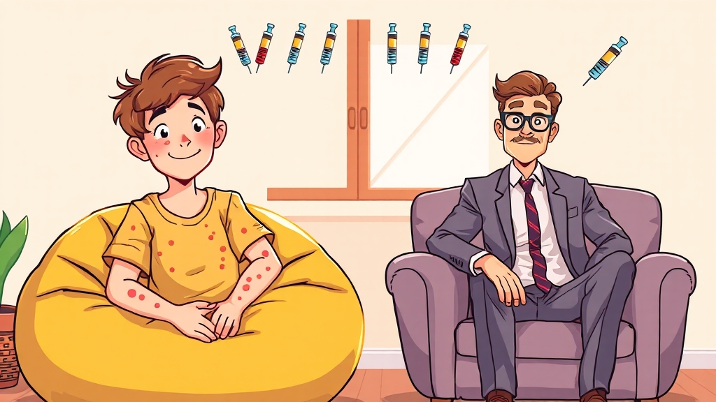 어린이 vs 성인 수두, 뭐가 다를까요? (cartoon 스타일)