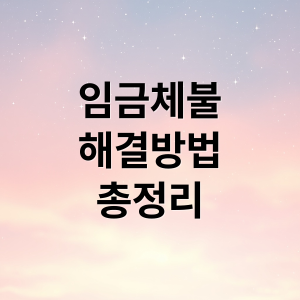 임금체불
해결방법
총정리 (임금체불 신고방법 절차)