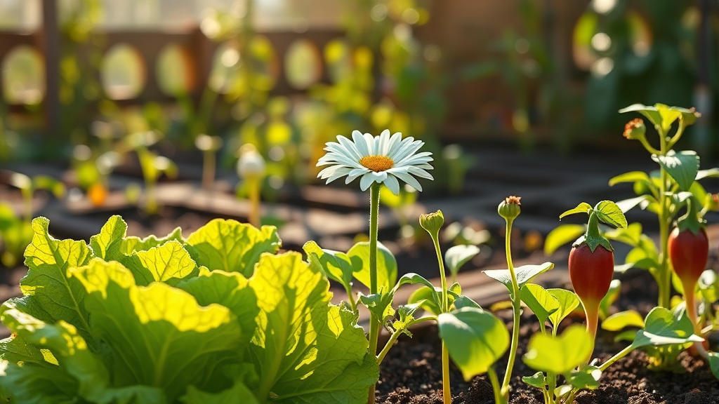 4월에 심어 봄에 수확하는 맛있는 채소들 (realistic 스타일)