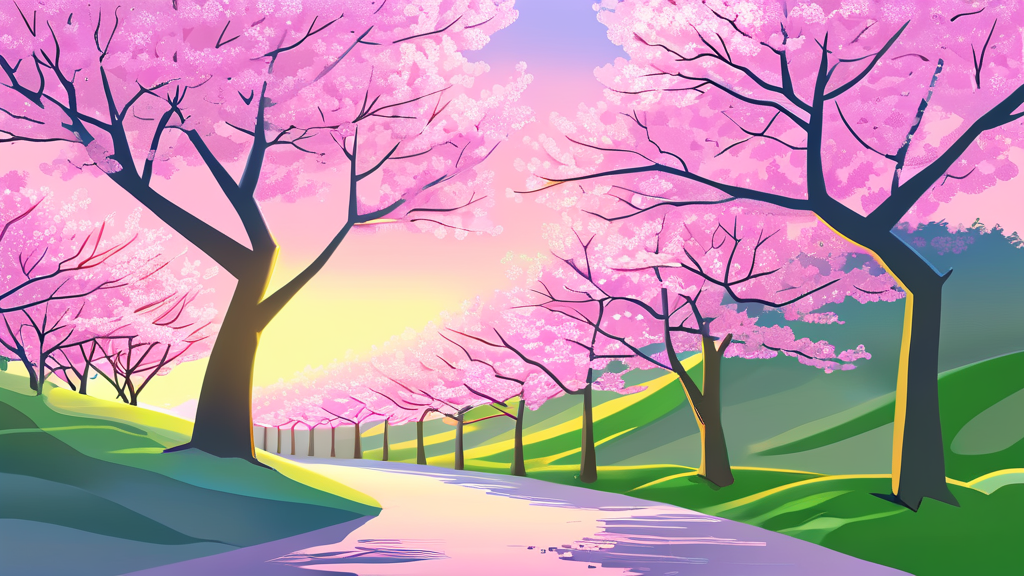 여의도 윤중로: 벚꽃 터널의 황홀경 (illustration 스타일)