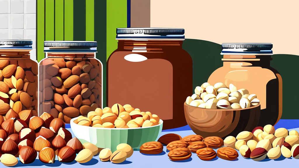 땅콩부터 아몬드까지: 견과류별 단백질 함량 비교 (illustration 스타일)