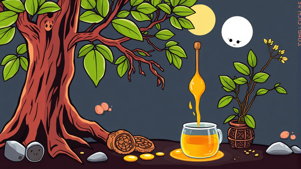 경옥고의 핵심 성분과 효능 (cartoon 스타일)