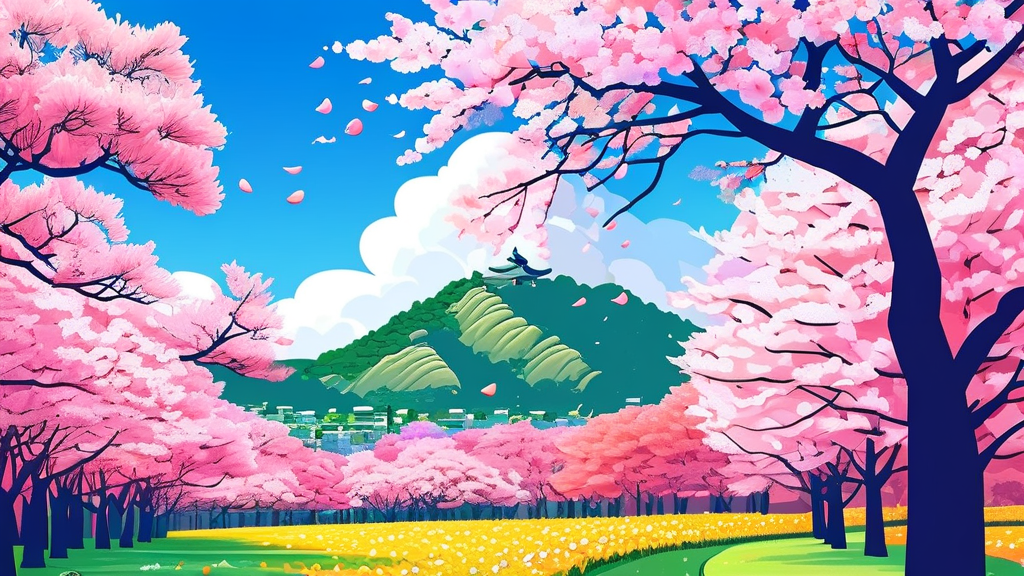 전국 벚꽃 개화 시기 흐름과 전망 (cartoon 스타일)