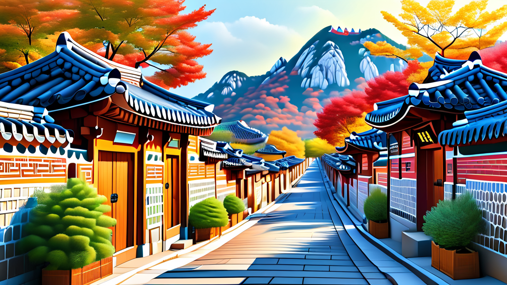 북촌, 삼청동, 경복궁을 잇는 매력적인 산책 코스 (realistic 스타일)