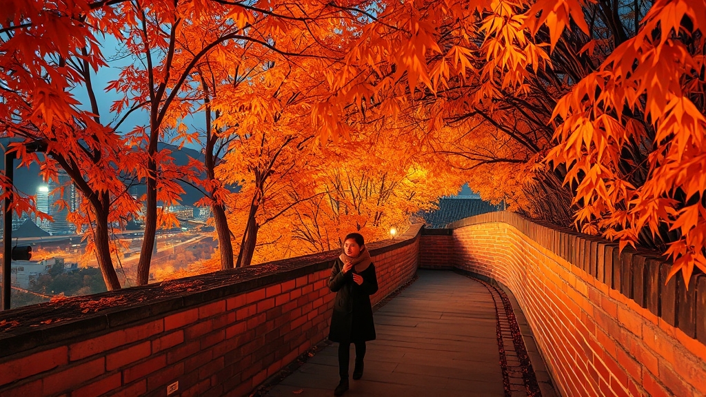 남산공원, 단풍 명소로 떠나자! (realistic 스타일)
