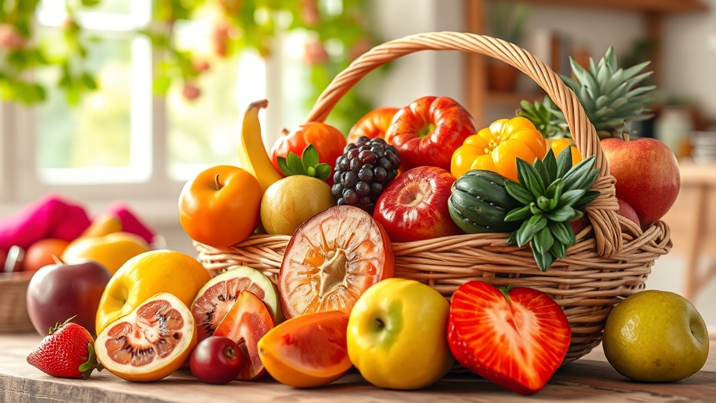 과일 속 단백질, 얼마나 될까? (realistic 스타일)