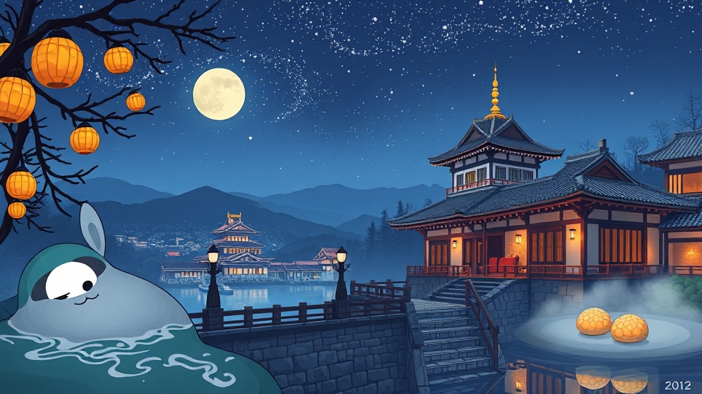 도고온천 & 마쓰야마성 (illustration 스타일)