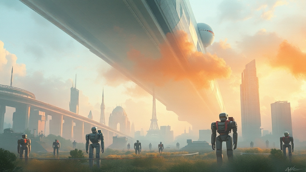 로봇 기술 미래와 전망 (watercolor 스타일)