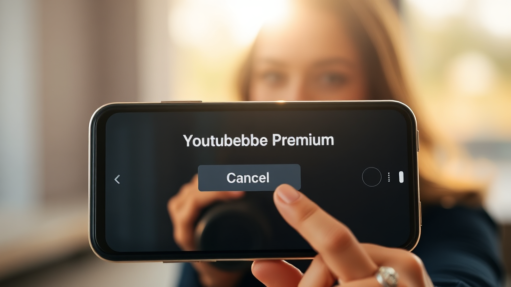 모바일에서 유튜브 프리미엄 해지 (realistic 스타일)