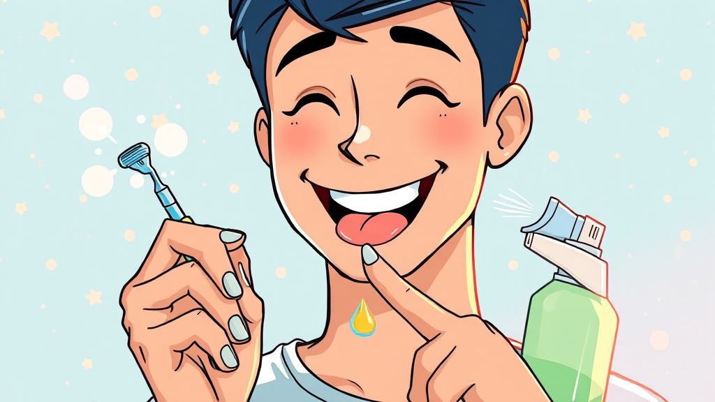 치약 외 입냄새 관리 보조 제품 활용법 (cartoon 스타일)