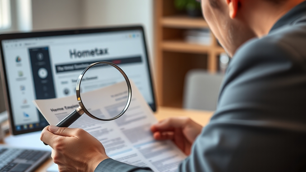 홈택스 이의신청 방법 (단계별) (realistic 스타일)