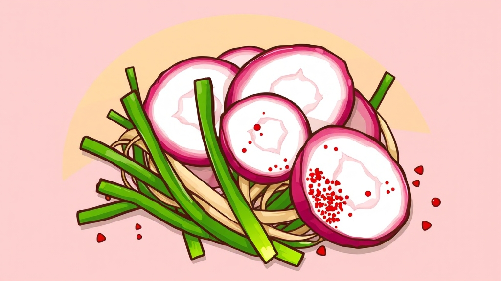 무생채 재료 준비 (cartoon 스타일)