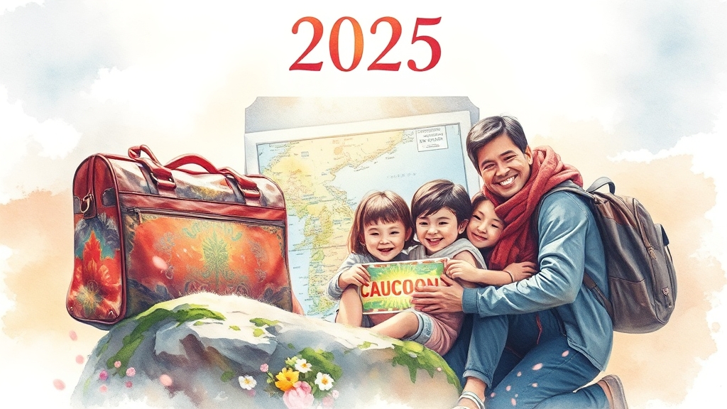 2025년, 행복한 여행을! (watercolor 스타일)