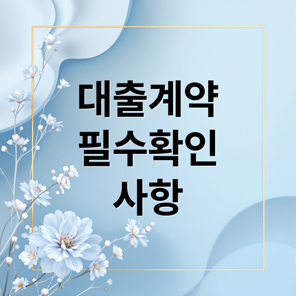 대출계약
필수확인
사항 (대출 계약서 확인사항)