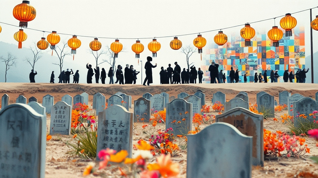 폭염 속 성묘객 사망 사고 발생 (watercolor 스타일)