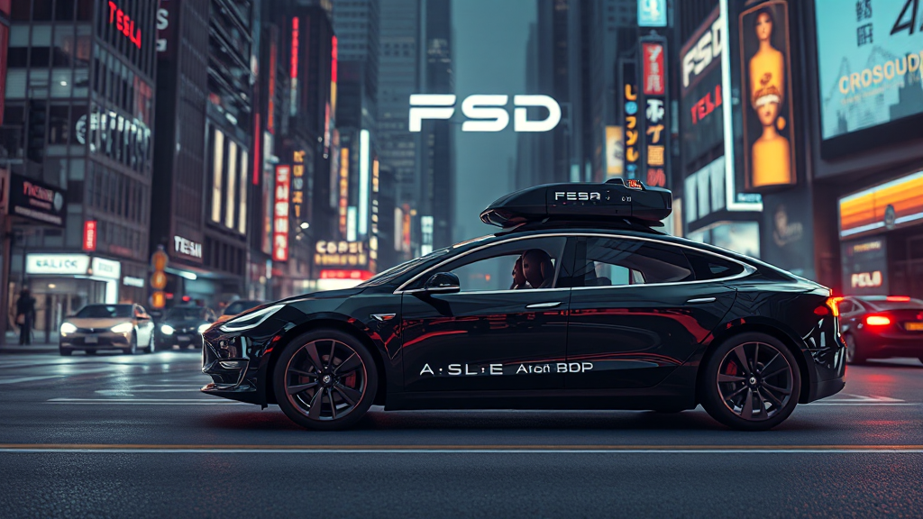 테슬라 FSD (Full Self-Driving) 기능 분석 (realistic 스타일)