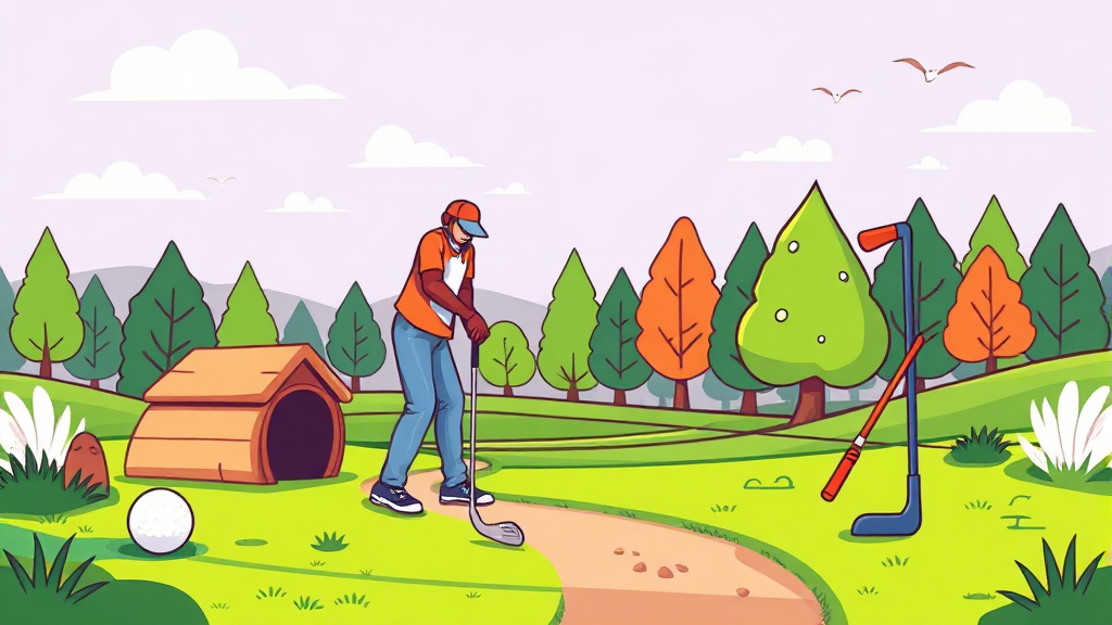 다양한 파크골프채 종류별 특징 비교 (cartoon 스타일)