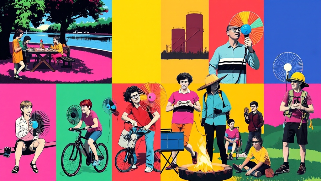 휴대용 선풍기 사용 시나리오별 추천 (popart 스타일)