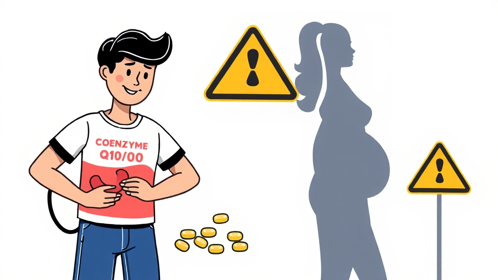 코엔자임Q10 복용 시 주의사항 (cartoon 스타일)