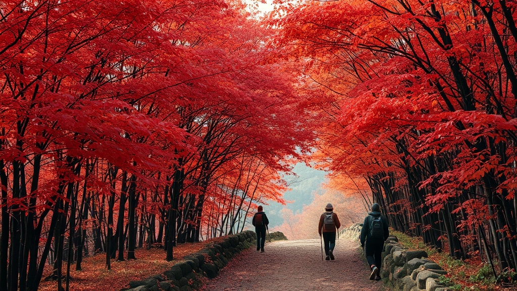 단풍 명산, 내장산 (realistic 스타일)