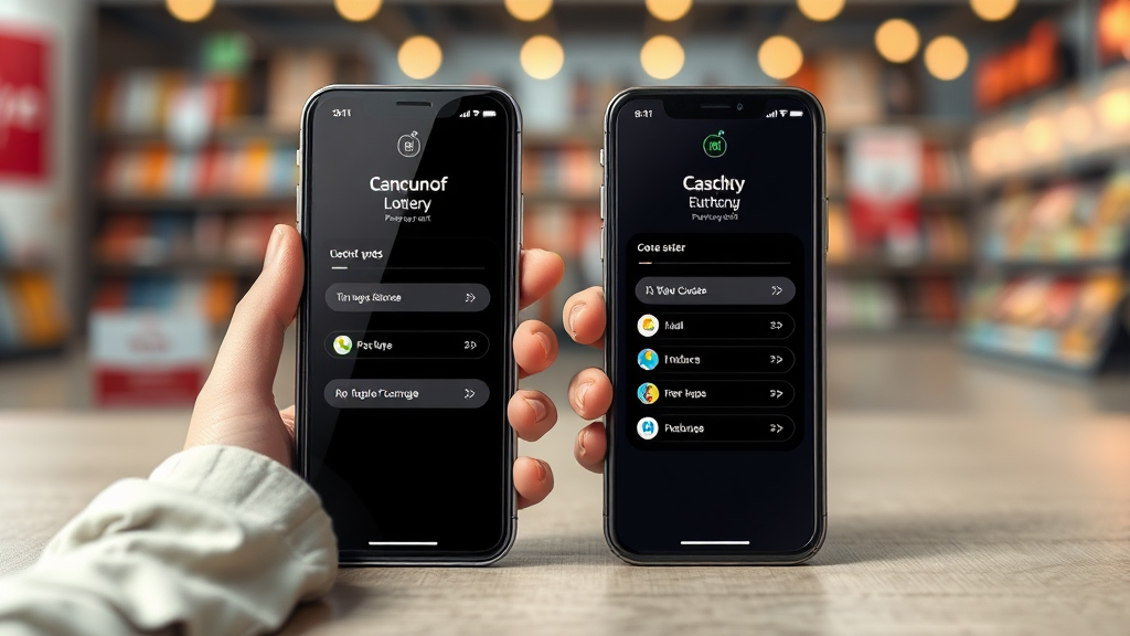 갤럭시 vs 아이폰, 모바일 로또 구매 완벽 비교 (realistic 스타일)
