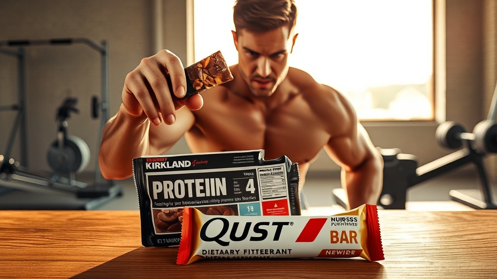 커클랜드 프로틴바 vs 타 브랜드: 비교 분석 (realistic 스타일)