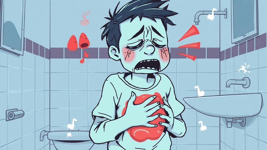 장염, 어떤 증상이? (illustration 스타일)