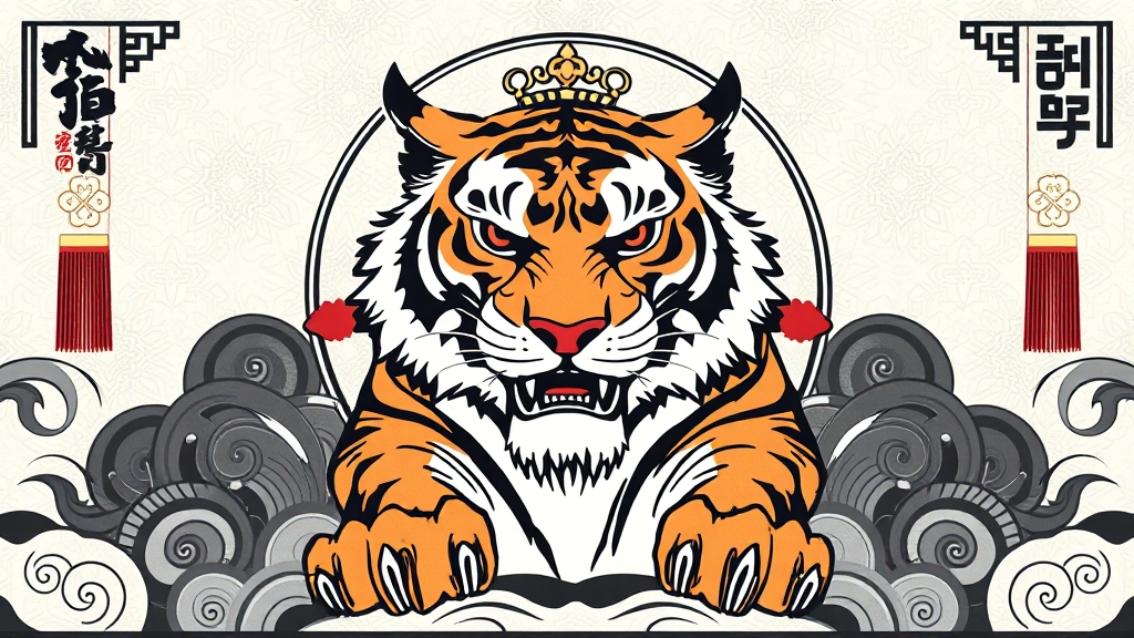 호랑이: 힘과 권위의 상징 (illustration 스타일)