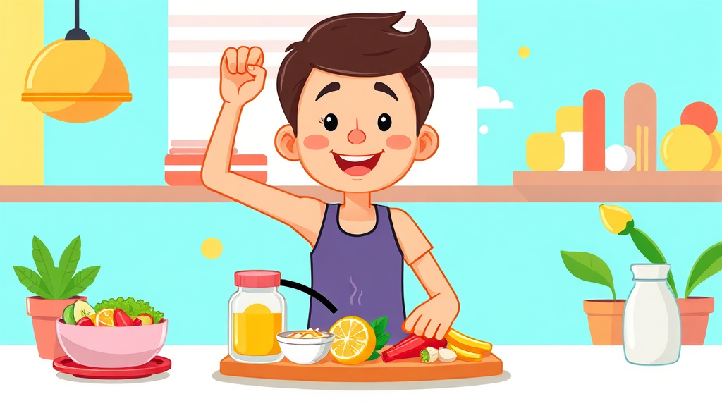 다이어트 보조제, 효과를 높이는 섭취 방법 (cartoon 스타일)