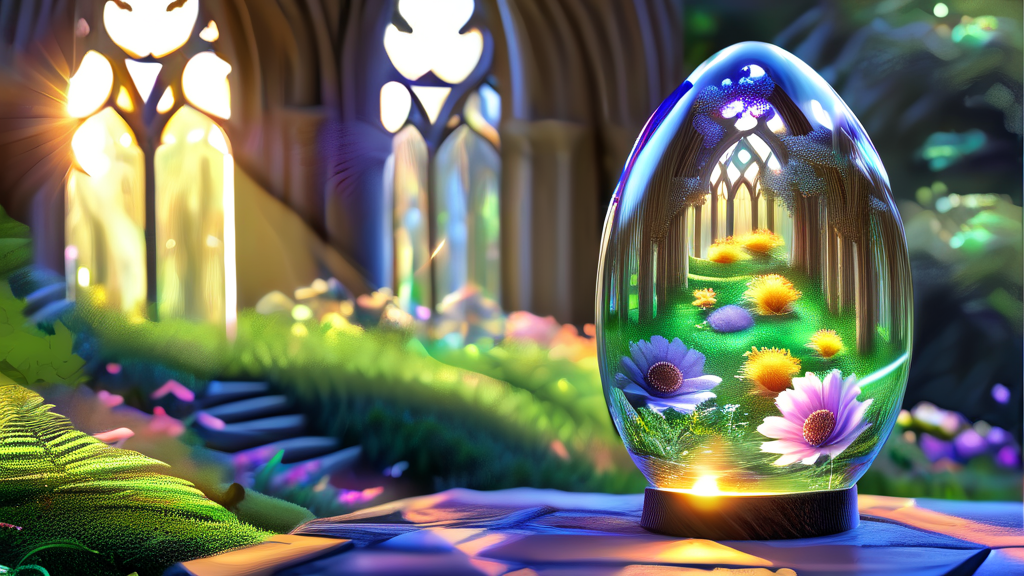 동화 속 유리궁전: 눈을 사로잡는 전시 작품들 (realistic 스타일)