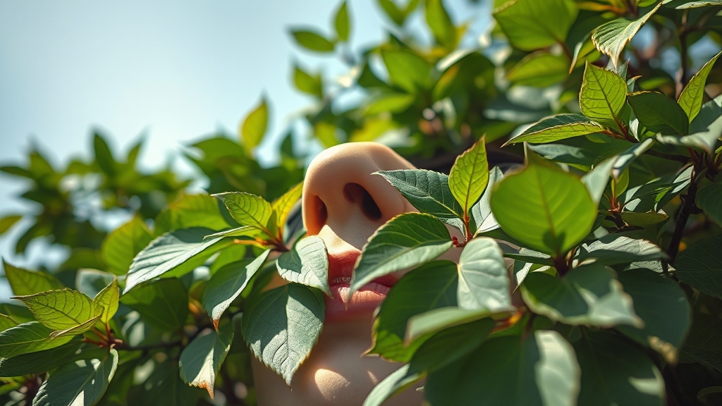 삼백초추출물과 비염 완화의 관계 (realistic 스타일)