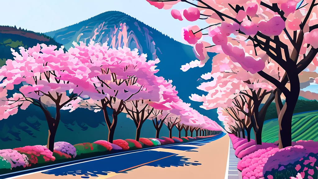 2026년 봄, 원미산에서 만나는 분홍빛 추억 (illustration 스타일)