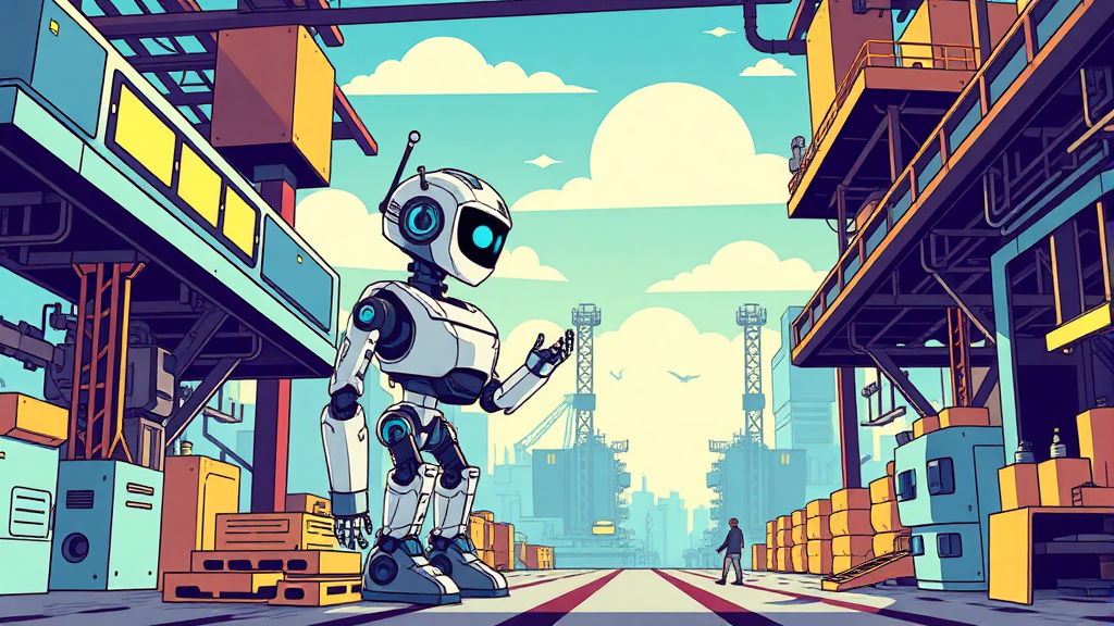 AI 및 로봇 기술의 경제적 중요성 (cartoon 스타일)