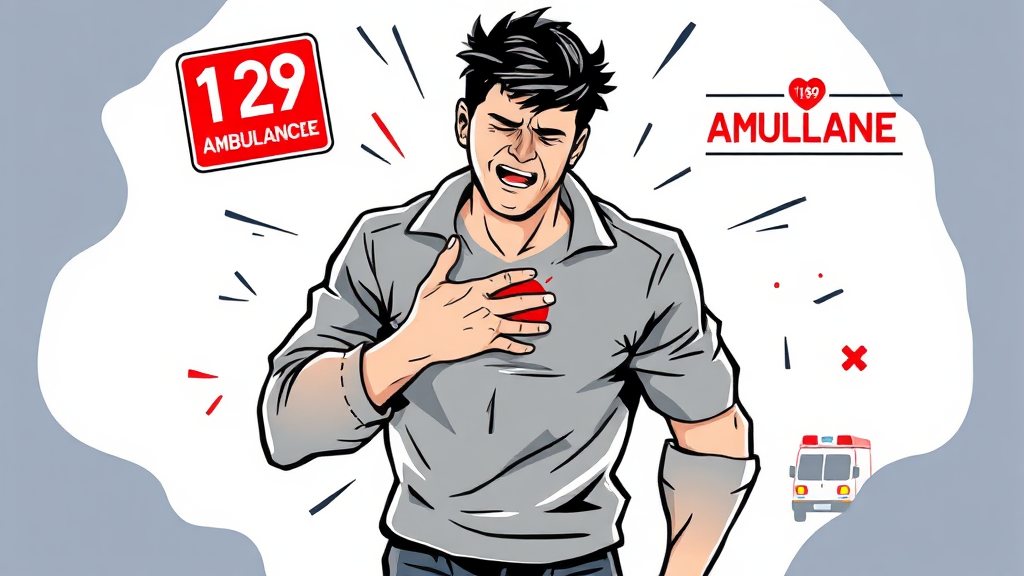 심근경색 발생 시 응급 대처법 (illustration 스타일)