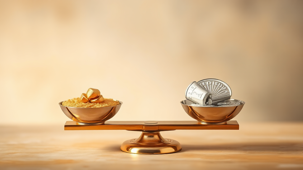 금-은 비율, 투자 기회를 엿봐라! (watercolor 스타일)