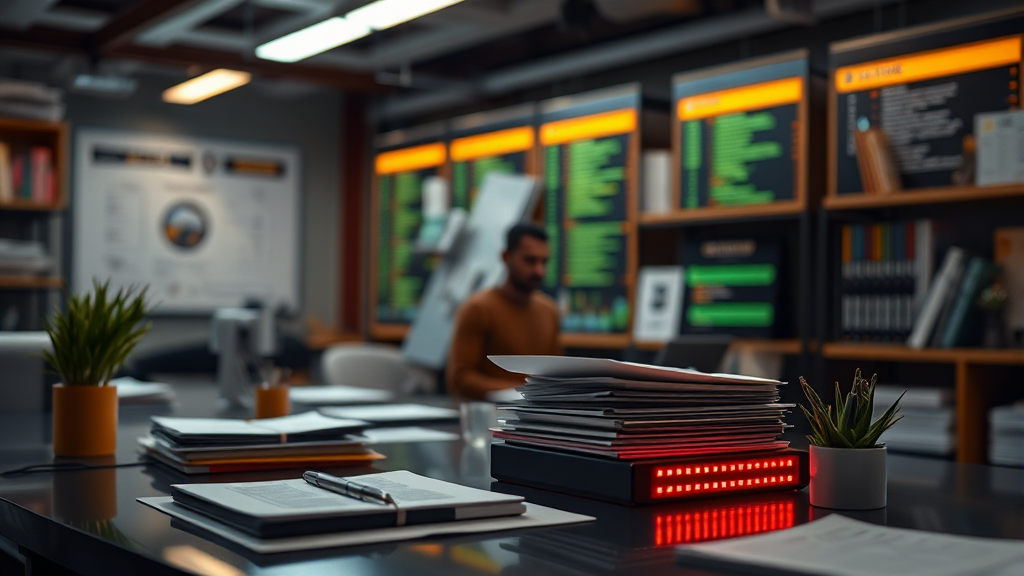 문서 작업 자동화 (realistic 스타일)