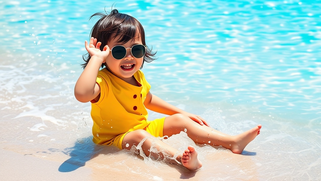 6월 제주도 날씨 완벽 가이드: 장마 시기부터 옷차림까지 (2025최신) 6 해수욕과 자외선 주의 (popart 스타일)