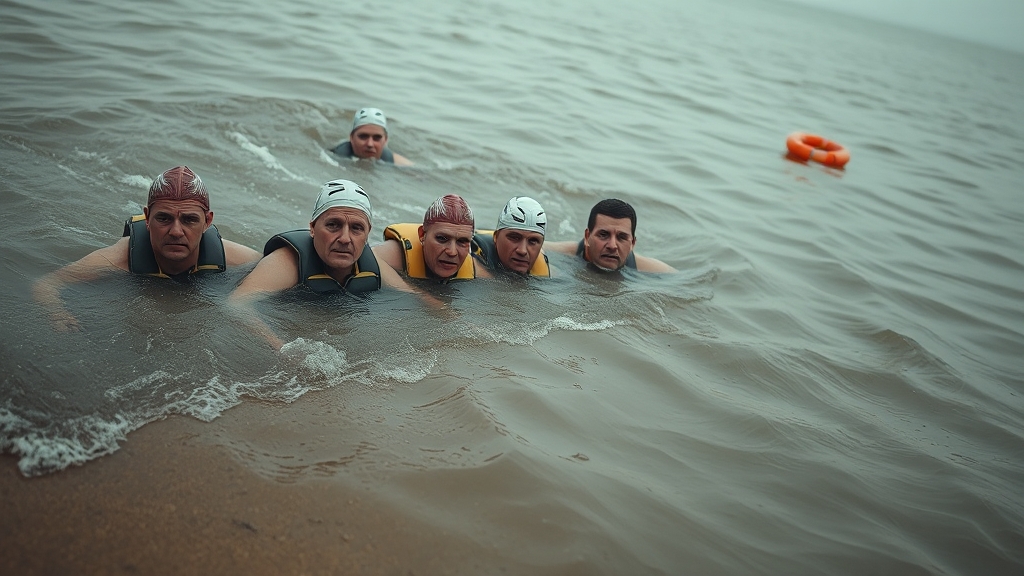 탁해진 바닷물, 해수욕장도 위험? (realistic 스타일)