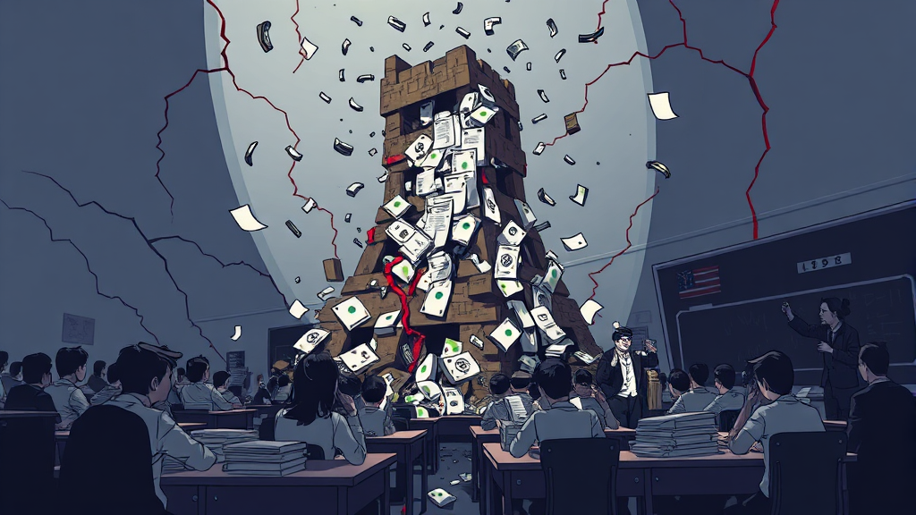 교육 시스템에 미치는 파괴적 영향 (illustration 스타일)