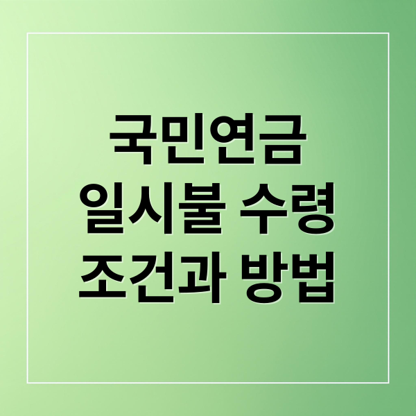 국민연금
일시불 수령
조건과 방법 (국민연금 일시불 수령액 계산)