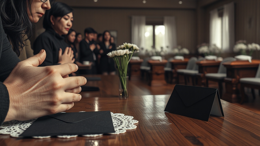 장례식장 도착 및 조문 절차 (realistic 스타일)